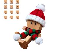 Christmas Shaking Wooden Man, Shaking Wooden Man Figurine with 12 Magnetic Expressions, Charming Little Wood Figure That Sways, for Car Accessories and Desk Decoration (#A,1pcs)