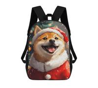 Christmas Shiba Inu Dog Art Print Mochilas Impresas En 3D Para Niños 17inch Mochilas De Moda Informales Para El Día A Día, Bolsas De Viaje, Mochilas Informales Para Exteriores Para Niños Y Niñas