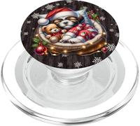 Christmas Shih Tzu Puppy with Snowflake Decor For Winter PopSockets PopGrip para MagSafe