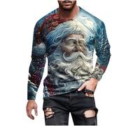 Christmas Shirts for Men Long Sleeve Crew Neck with Christmas Pattern Printing Pullover for Casual Festival Outdoor