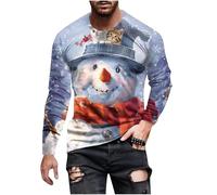 Christmas Shirts for Men Long Sleeve Crew Neck with Christmas Pattern Printing Pullover for Casual Festival Outdoor