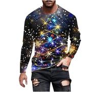 Christmas Shirts for Men Long Sleeve Crew Neck with Christmas Pattern Printing Pullover for Casual Festival Outdoor