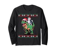 Christmas Siberian Husky T-Rex Dinosaur Huskies Manga Larga