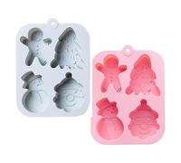 Christmas Silicone Mold Xmas Tree Santa Snowman Cake Molds Fondant Mold 3D Christmas Cake for DIY Muffin Chocolate Ice Cubes Soap(2Pcs)