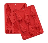 Christmas Silicone Molds, Gnome Design Silicone, 8.86x6.46x0.71 Inches Craft Making Tool for Jelly, Soap, Pudding, Gummy, Cupcake Topper, Clay, Red, Baking Kitchen Accessory