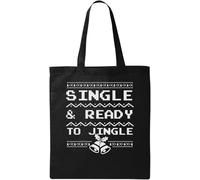Christmas Single and Ready to Jingle - Bolsa de algodón ecológico natural, color negro, Black, Talla única