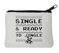 Christmas Single and Ready to Jingle - Monedero de neopreno (10 x 11 cm), color blanco, White, Talla única