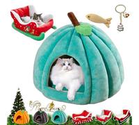 Christmas Sleigh Dog Bed - Plush | Pet Sofa | Cat Bed For Holiday Comfort, Resting, with Non-Slip Base, Santa Festive Decoration, Small And Medium Dogs, Cats, Winter Warmth Home Use (Style5-M)