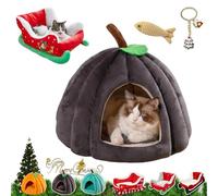 Christmas Sleigh Dog Bed - Plush | Pet Sofa | Cat Bed For Holiday Comfort, Resting, with Non-Slip Base, Santa Festive Decoration, Small And Medium Dogs, Cats, Winter Warmth Home Use (Style4-L)