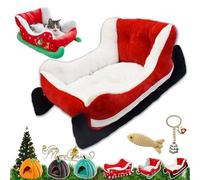 Christmas Sleigh Dog Bed - Plush | Pet Sofa | Cat Bed For Holiday Comfort, Resting, with Non-Slip Base, Santa Festive Decoration, Small And Medium Dogs, Cats, Winter Warmth Home Use (Style1)