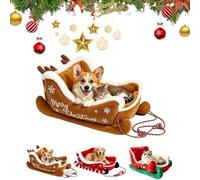 Christmas Sleigh Dog Bed,Santa Sleigh Dog Bed with Non Slip Base，A：Small | Soft Fluffy Plush,Raised Bolster Sides,Cozy Cushioning and a Cheerful Red-and-White Holiday Look for Small Medium Dogs & Cats