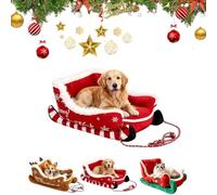 Christmas Sleigh Dog Bed,Santa Sleigh Dog Bed with Non Slip Base，B：Medium | Soft Fluffy Plush,Raised Bolster Sides,Cozy Cushioning and a Cheerful Red-and-White Holiday Look for Small Medium Dogs & Cats