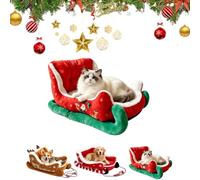 Christmas Sleigh Dog Bed,Santa Sleigh Dog Bed with Non Slip Base，C：Medium | Soft Fluffy Plush,Raised Bolster Sides,Cozy Cushioning and a Cheerful Red-and-White Holiday Look for Small Medium Dogs & Cats