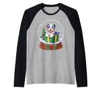 Christmas Snow Globe Australian Shepherd X-Mas Aussie Dog Camiseta Manga Raglan
