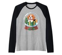 Christmas Snow Globe Beagle X-Mas Tree Beagles Camiseta Manga Raglan