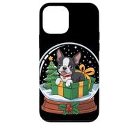 Christmas Snow Globe Boston Terrier X-Mas Tree Carcasa para iPhone 12 Mini