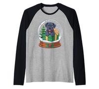 Christmas Snow Globe Cane Corso X-Mas Tree Camiseta Manga Raglan