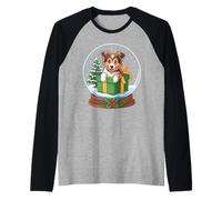 Christmas Snow Globe Collie X-Mas Tree Collies Camiseta Manga Raglan
