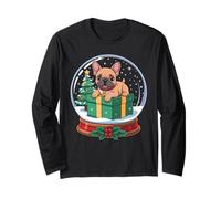 Christmas Snow Globe French Bulldog X-Mas Tree Frenchie Manga Larga