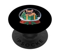 Christmas Snow Globe French Bulldog X-Mas Tree Frenchie PopSockets PopGrip Adhesivo