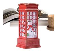 Christmas Snow Globe Lantern - PP Phone Booth Style 12 x 5,1 cm Tabletop Glitter Light Up Lantern | Decorative Snow Globe Centerpiece, Musical Holiday Display for Indoor Bedroom Desk
