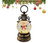 Christmas Snow Globe Lantern | Swirling Glitter Light Up Water Globe | Vint | Water Filled Snowing Lantern | Handheld Retro Kerosene Lamp Design | Holiday Decor for Mantle, Table & Living Room