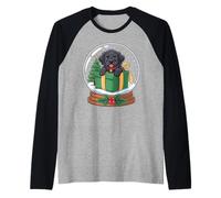 Christmas Snow Globe Newfoundland X-Mas Tree Newfie Camiseta Manga Raglan