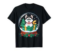 Christmas Snow Globe Siberian Husky X-Mas Tree Huskies Camiseta