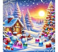 Christmas Snow Scene Jigsaw Puzzle 500 Pieces 45x45cm/18x18inch, Difficult Jigsaw Puzzles for Adults 500, Beautiful Art Work, Great Festive Puzzle Gift for Men/Women