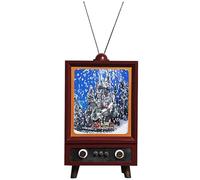 Christmas Snow Scene,Retro Tv Snowy Music Light,With Led Light, Dynamic Train, Music Function, Naked Eye 3D Effect, Simulated Falling Snow Interior Scene, For Decoration, LJJY-KK