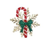 Christmas Snowflake Cane Brooch Alloy Safety Lapel Pin Corsage Coat Hat Jewelry For Festive Season Celebrations Lightweight Chest
