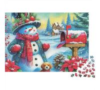 Christmas Snowman Scene Colourful Snowman by Mailbox 1000 Pieces Jigsaw Puzzles for Adults Fun Activity for Rainy Days 52x38cm/1000pcs