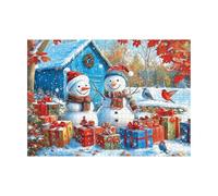 Christmas Snowmans Jigsaw Puzzle - 1000 Piece Decorative Puzzle | High Definition Print with Sturdy Cardboard Material, Festive Activity for Family Home Apartment Dining Table, 70x50cm Multicolor
