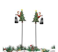 Christmas Solar Stake Lights, Tree Santa Lantern Pathway Lighting, 2 Pieces