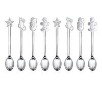 Christmas Spoons,8 Stück Weihnachtslöffel Edelstahl Weihnachten Kaffee Löffel Set Posttlöffel Eislöffel Lang Weihnachts Löffel Lang Latte Macchiato Weihnachten Teelöffel Weihnachtsfeierbesteck