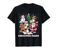 Christmas Squad Dancing Santa y Sus Amigos Lindas Navidades Camiseta gráfica económica, Hombre, Negro, L