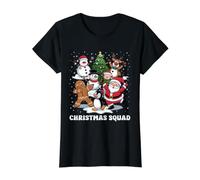 Christmas Squad Dancing Santa y Sus Amigos Lindas Navidades Camiseta gráfica económica, Mujer, Negro, XL