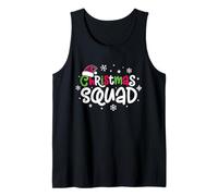Christmas Squad Plaid Santa Hat Family Matching Xmas Pajama Camiseta sin Mangas