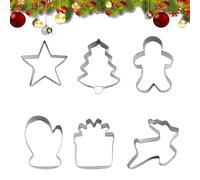 Christmas, Stainless Steel Cutters, Christmass Baking Sandwich Mold, Holiday Cookiess Cutterrs, 6-Piece Christmas Cookie Cutter Set For Chocolate, Fondant, Sof