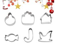 Christmas, Stainless Steel Cutters, Christmass Baking Sandwich Mold, Holiday Cookiess Cutterrs, 6-Piece Christmas Cookie Cutter Set For Chocolate, Fondant, Sof