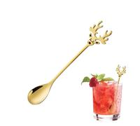 Christmas Stainless Steel Scoop Small Coffee Spoons | Cartoon Elk Antler Coffee Spoons Small Coffee Spoons For Stirring Mixing Eating Dessert Cake Milkshake Jam