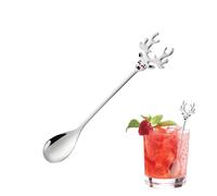 Christmas Stainless Steel Scoop Small Coffee Spoons | Cartoon Elk Antler Coffee Spoons Small Coffee Spoons For Stirring Mixing Eating Dessert Cake Milkshake Jam