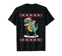Christmas Standard Schnauzer T-Rex Dinosaur Tyrannosaurus Camiseta