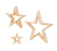 Christmas Star - 3 Pieces Wooden Star Tabletop Centerpiece Sign, Natural Wooden Stars Shape | Centerpiece Sign for Crafts | for Desk Fireplace Mantle Bookshelf Tiered Tray Shelf Display