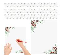 Christmas Stationery Paper - 50 piezas Holiday Writing Tool, Pine Berry Border Letterhead Sheets, Christmas Holidday Letterhead | Holiday Writing Paper For Notes Invitations Cards Mensajes,