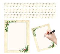 Christmas Stationery Paper 50 Sheets - Festive Lined Holiday Paper For Letter Writing, Greeting Cards & Gift Tags | Winter Themed Designs For Seasonal Notes, Journals & Crafts
