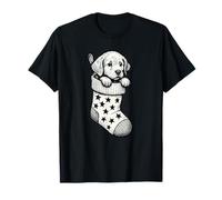 Christmas Stocking Puppy Art Vintage Winter Xmas Party Camiseta