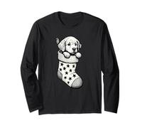 Christmas Stocking Puppy Art Vintage Winter Xmas Party Manga Larga