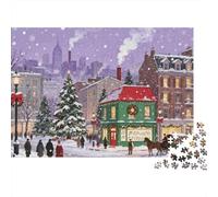 Christmas Street Scene 100% Recycled Cardboard Winter City Street 1000Pc Jigsaw for Adults & Kids Unique Beautifully Illustrated 38x26cm/1000pcs