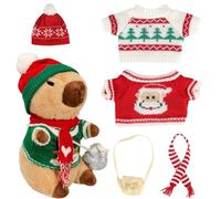 Christmas Stuffed Animals, Capybara Plush Toy with Outfits, Interactive Dress-Up Doll with Accessories, Holiday Educational Toy, Cute Christmas Decoration for Home or Gifting